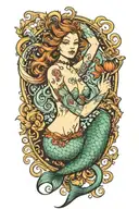 mermaid with trebble hook   tattoo design idea