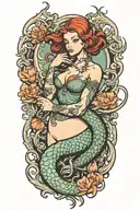 mermaid with trebble hook   tattoo design idea