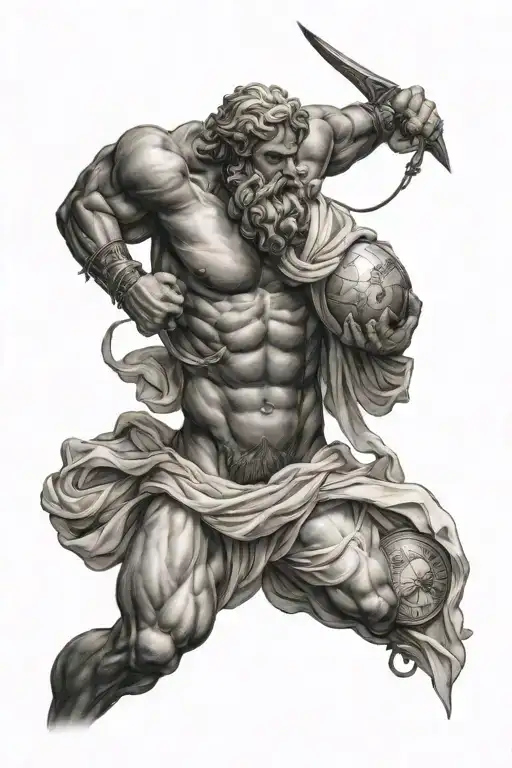 greek god atlas carrying the world tattoo design idea