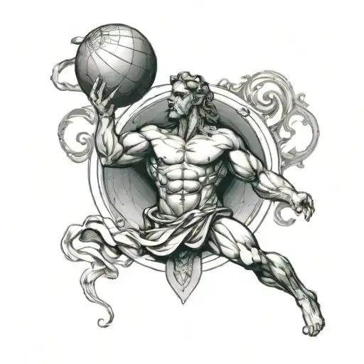 greek god atlas holding the world tattoo design idea