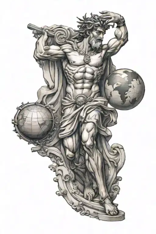 greek god atlas holding up the world tattoo design idea