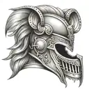 lion and gladiator helmet tattoo design idea