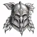 lion and gladiator helmet tattoo design idea