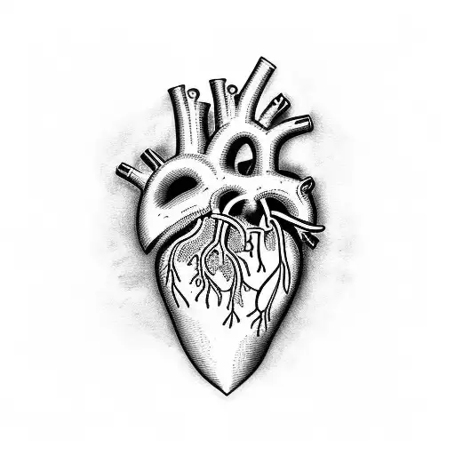 anatomical heart floral tattoo design idea