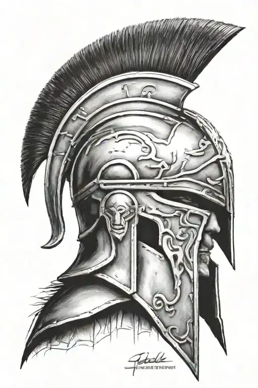 spartan helmet tattoo design idea