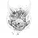 tattoo aquarela lilás com o símbolo do BTS e uma baleia fofa que represente amor eterno  tattoo design idea