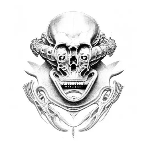 hr giger biomechanics dark tattoo design idea