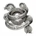 the one ring from lord of the rings with the text "keep it secret, Keep it safe" on a banner tattoo design idea