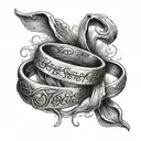 the one ring from lord of the rings with the text "keep it secret, Keep it safe" on a banner tattoo design idea