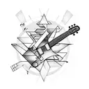 electric guitar with notes tattoo design idea