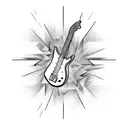 electric guitar with notes tattoo design idea