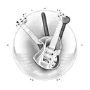 electric guitar with notes tattoo design idea
