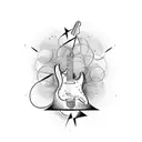 electric guitar with notes tattoo design idea