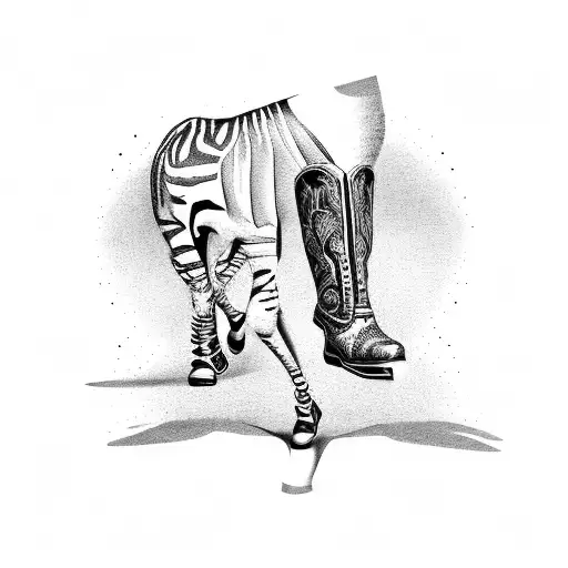 zebra with boots on legs tattoo design idea