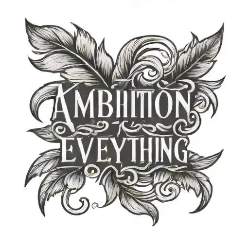 Text ambition over everything with laurel wreath tattoo design idea