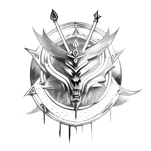 A fierce battle scene between Hector and King Arthur tattoo design idea