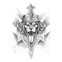 A fierce battle scene between Hector and King Arthur tattoo design idea