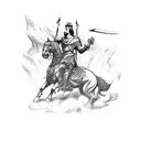 A fierce battle scene between Hector and King Arthur tattoo design idea