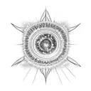 A blackwork tattoo of a supernova exploding into a galaxy tattoo design idea