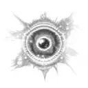 A blackwork tattoo of a supernova exploding into a galaxy tattoo design idea