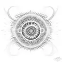 A blackwork tattoo of a supernova exploding into a galaxy tattoo design idea