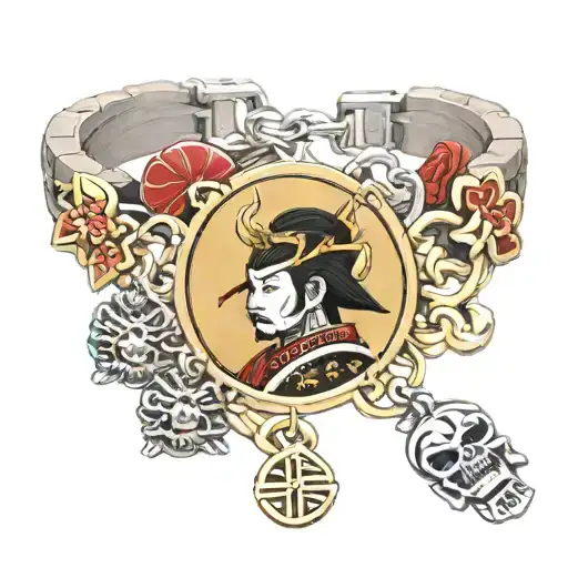 Samurai charm bracelet   tattoo design idea