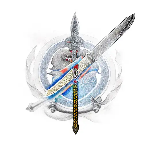 Upside Down Sword with Traditional Sikh Inspiration tattoo design idea