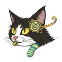 mixed with Alice in Wonderland and Harry Potter. alice, the Cheshire cat,  incorporate the caterpillar with his hooka, t tattoo design idea