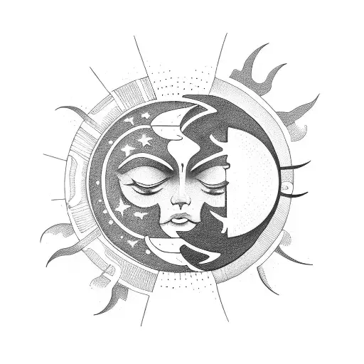 Sun and Moon tattoo design idea