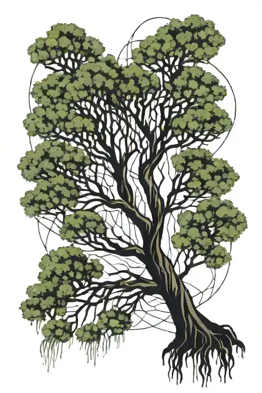 willow tree growing tattoo design idea
