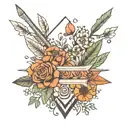 "A Walking Paradox" written in between flowery tribal arrow minimalist sternum tattoo tattoo design idea