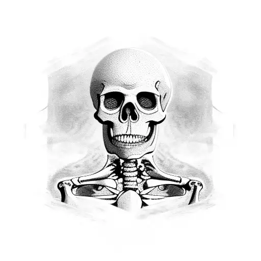full body skeleton hanged by his head on shower set  tattoo design idea