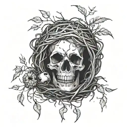 Bird's nest with a  skull in it. with the text "Know your home, know you're home"  tattoo design idea