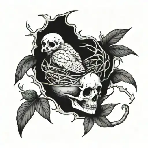 Bird's nest with a skull in it  tattoo design idea