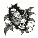 Bird's nest with a skull in it  tattoo design idea