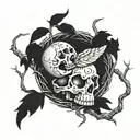 Bird's nest with a skull in it  tattoo design idea