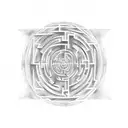 A maze-like labyrinth with a light bulb at its center, representing the intricate paths and discoveries of the mind tattoo design idea