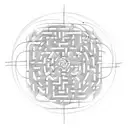 A maze-like labyrinth with a light bulb at its center, representing the intricate paths and discoveries of the mind tattoo design idea