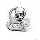 Skull with a snake inside it tattoo design idea