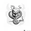 Skull with a snake inside it tattoo design idea