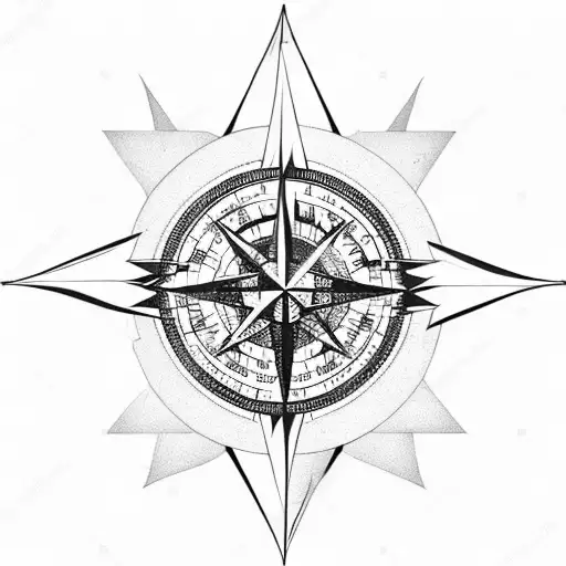 compass with eagle wings tattoo design idea