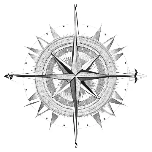 compass long south with eagle wings tattoo design idea