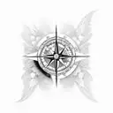 compass south with eagle wings replacing east and west tattoo design idea