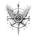 compass with eagle wings tattoo design idea