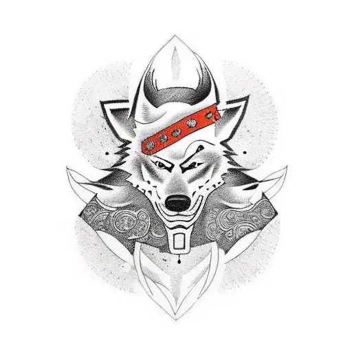 sello de zorro de las 9 colas  tattoo design idea