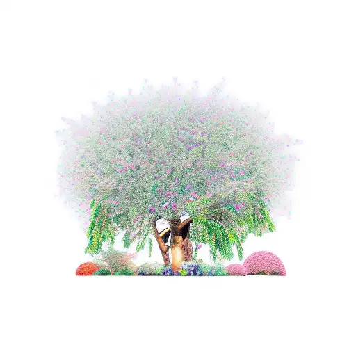 garden with a mango tree tattoo design idea