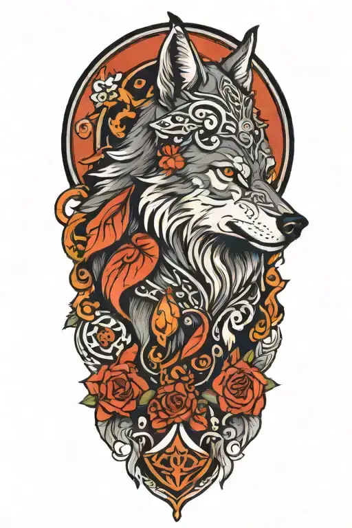wolf Norse mythology tattoo design idea