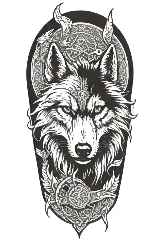 viking Norse wolf tattoo design idea