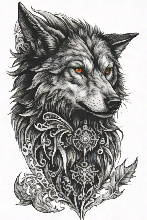 the witcher wolf pendant tattoo design idea