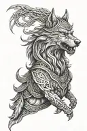Viking wolf hybrid tattoo design idea